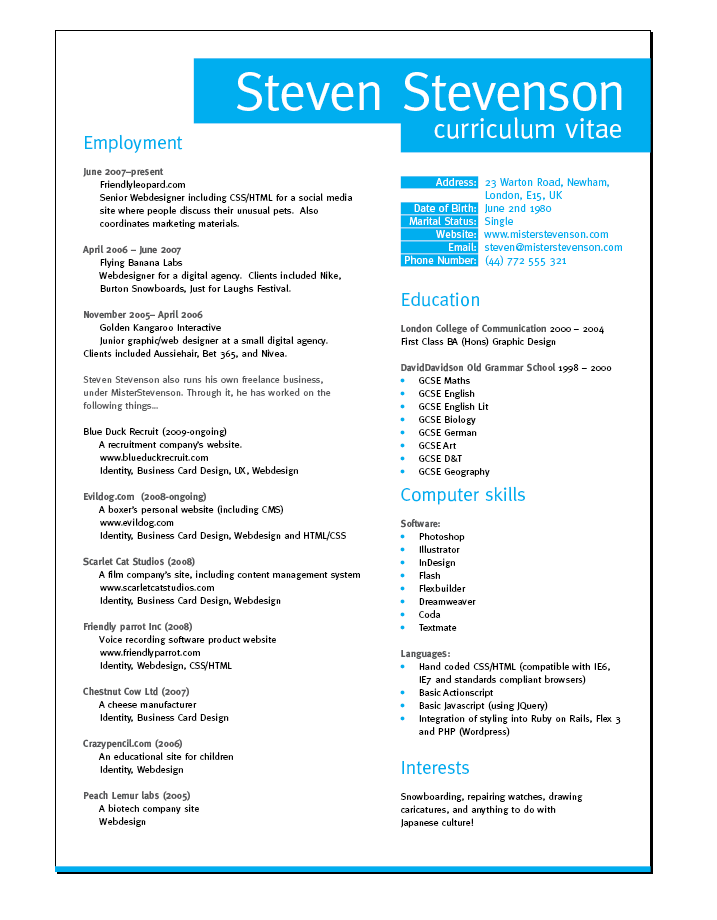 Professional Resume Layout Templates
