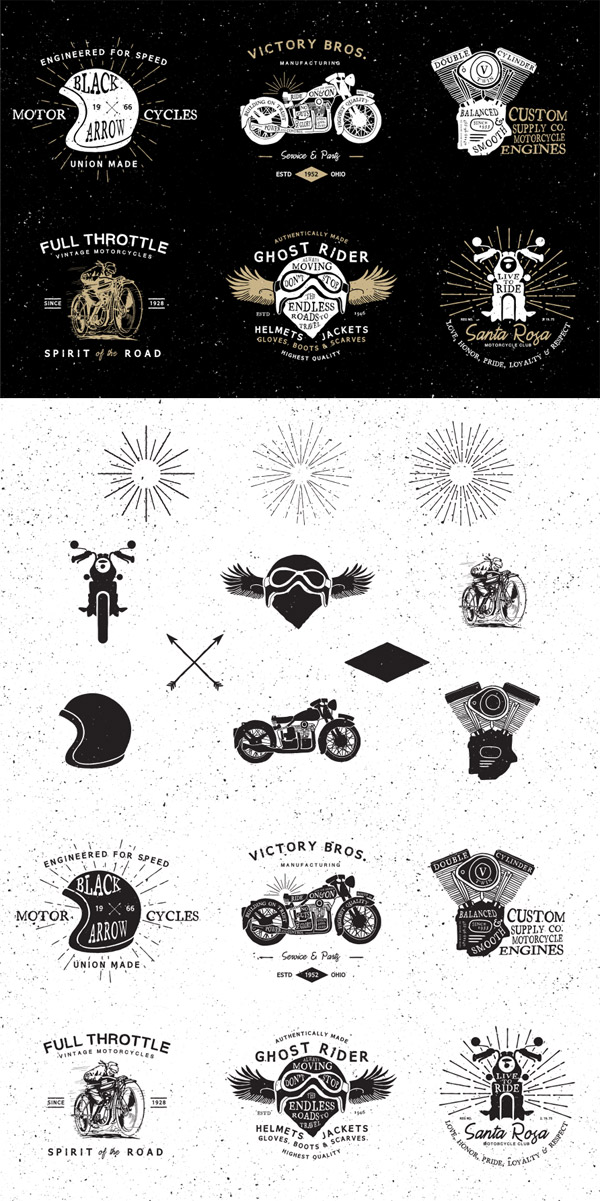 Vintage motorcycle logos preview