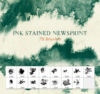15 Ink Stained Newsprint Brushes