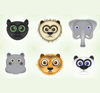 Cute Jungle Animals (6 vectors)