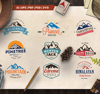 Mountain Vintage Logo Badges