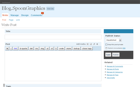 Blog.SpoonGraphics on WordPress 2.5