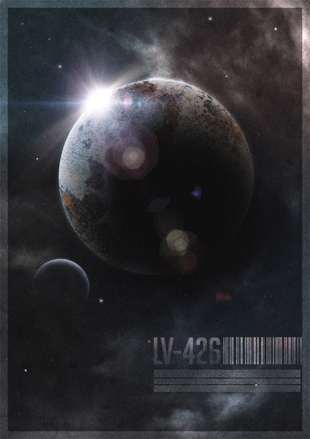 Retro futuristic space planet poster