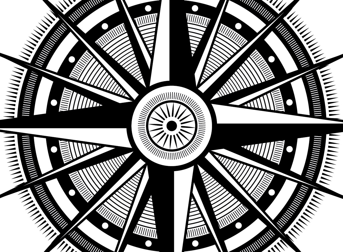 compass rose black and white