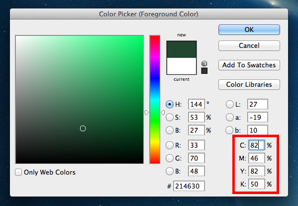 High CMYK colour values