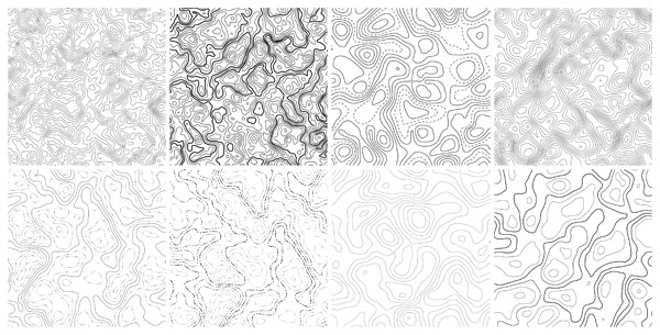 8 Free Seamless Vector Topographic Map Patterns 9751