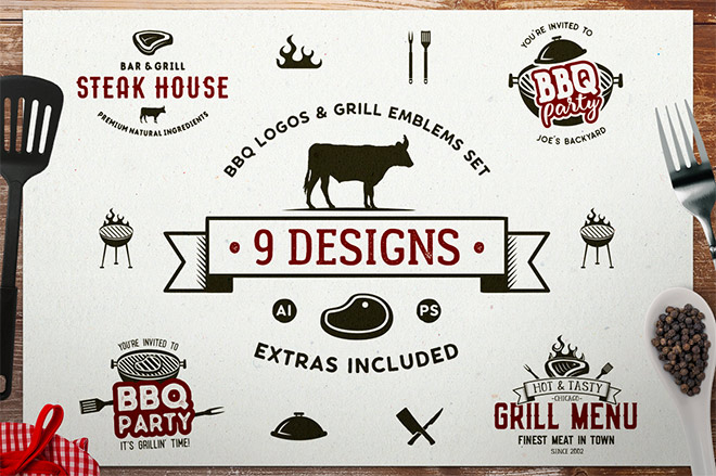 BBQ Logos & Grill Emblems Set