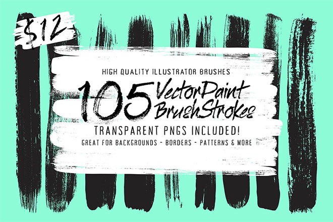 105 Illustrator Paint Stroke Brushes