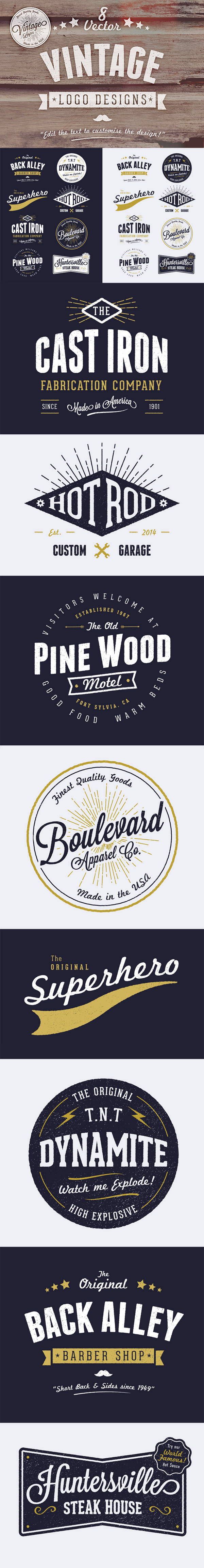 8 Free Customizable Vector Vintage Style Logo Designs