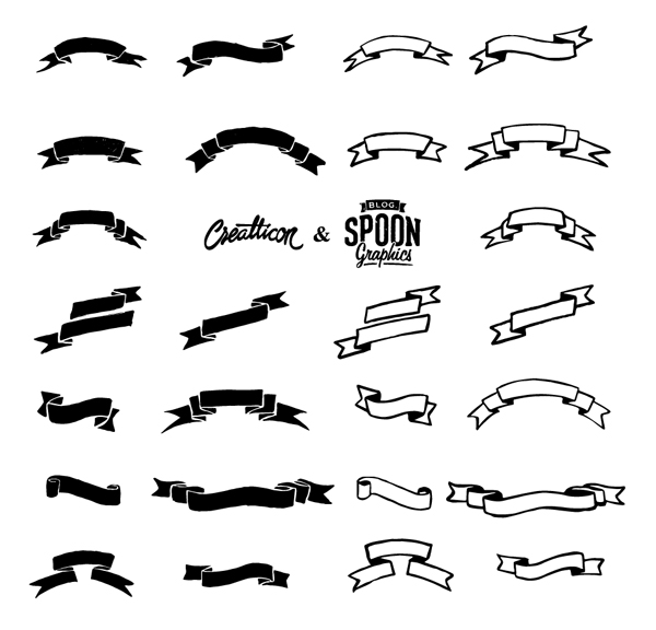 Hand drawn vector ribbons preview