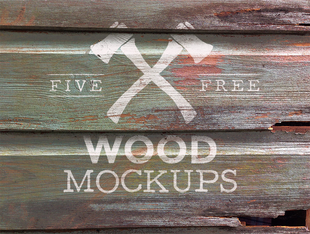 Download 5 Free Weathered Wood Logo Mock Up Textures