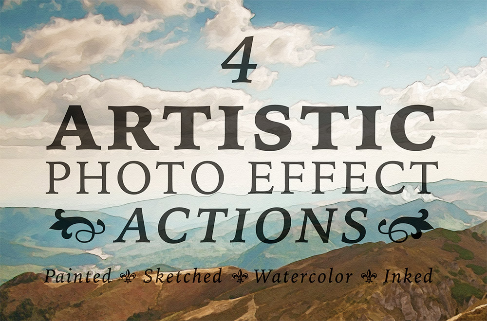 4 Free Artistic Paint Sketch Ink Photo Effect Actions