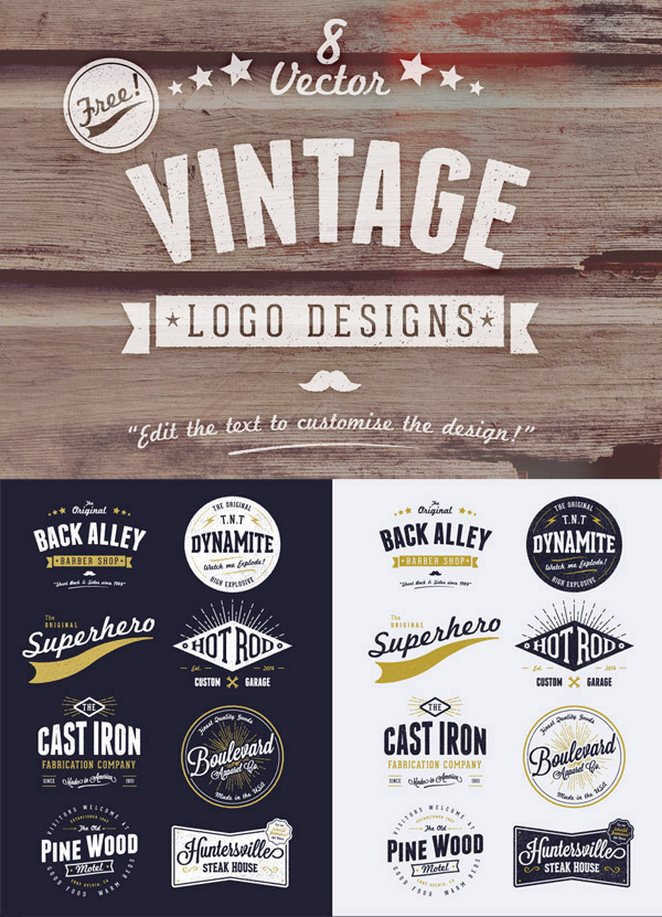 8 Free Customizable Vector Vintage Style Logo Designs