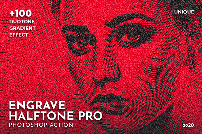 Engrave Halftone Pro Photoshop Action