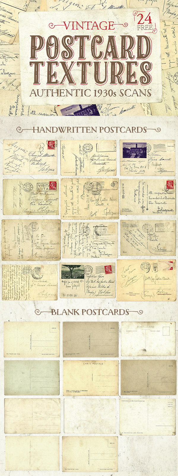 Empty postcard. Vintage retro style paper background Stock Photo