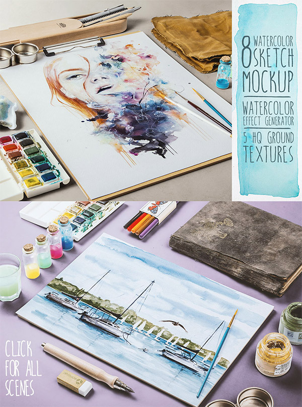 Watercolor Sketch Mockup preview