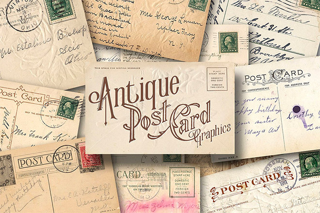 24 Free Authentic 1930s Vintage Postcard Textures