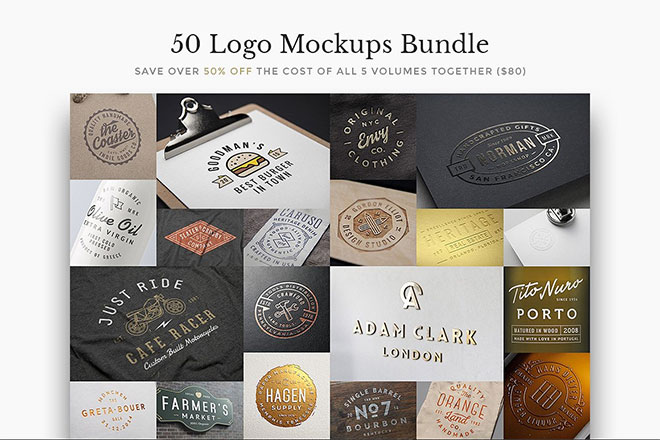 50 Logo Mock-Ups Bundle