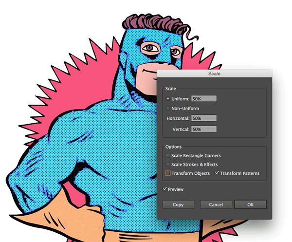 Scaling vector halftone patterns