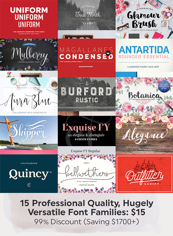 15 Professional Quality Font Families