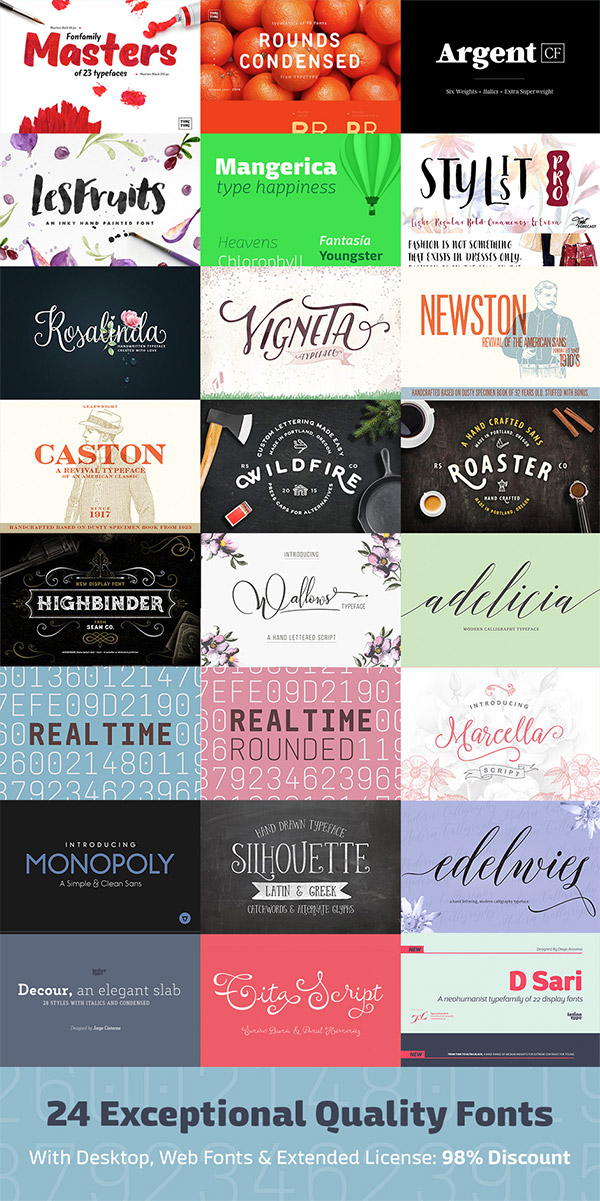 24 Exceptional Quality Fonts for 98% Off