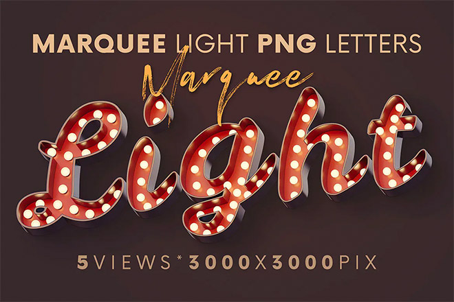Marquee Light Bulbs - 3D Lettering
