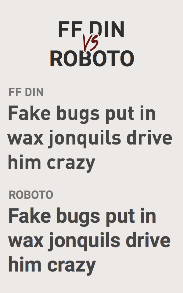 FF Din vs Roboto Font