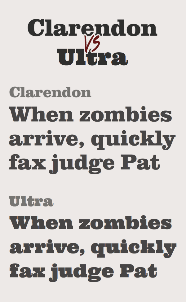 Clarendon vs Ultra Font