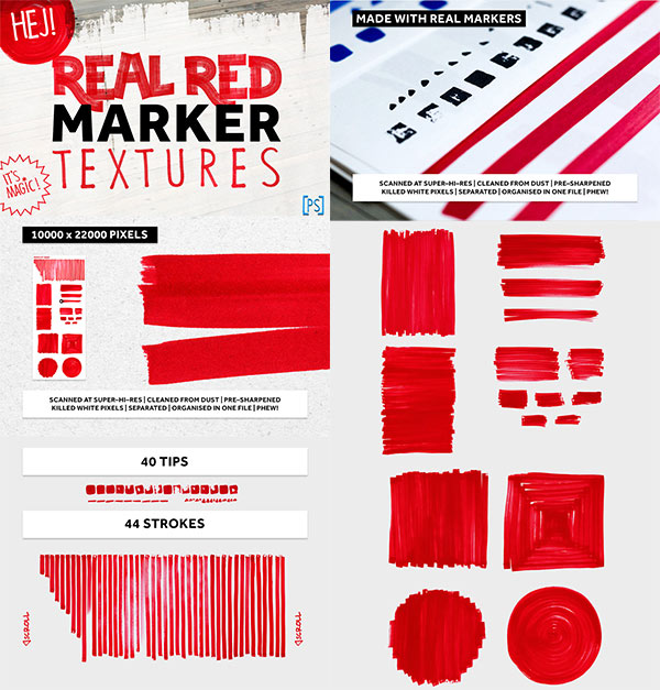 Real Red Marker Textures