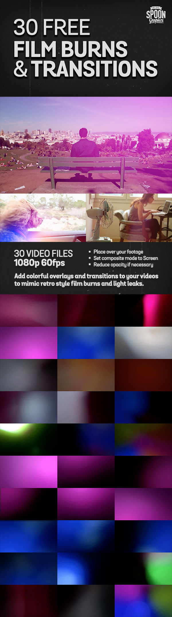 30 Free Film Burns and Transitions