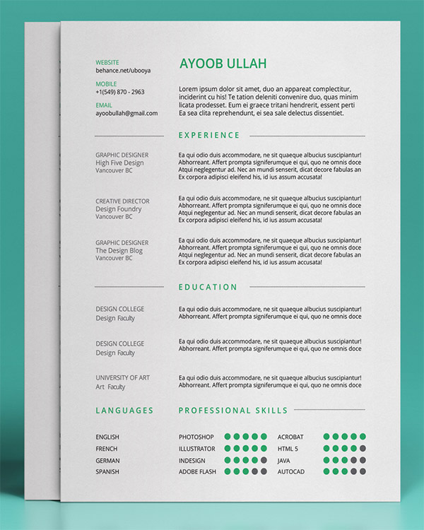 Free Editable Cv Resume Templates For Ps Ai