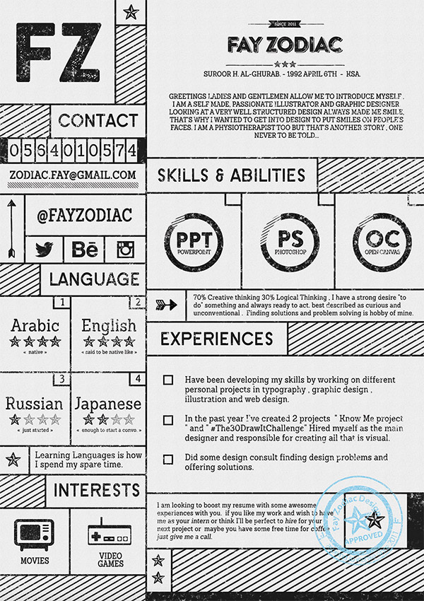 Free Resume Template by Fay Zodiac