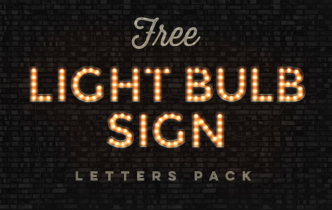 Free Pack of Realistic Vintage Light Bulb Sign Letters