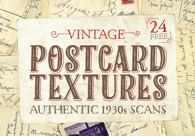 24 Free Authentic 1930s Vintage Postcard Textures