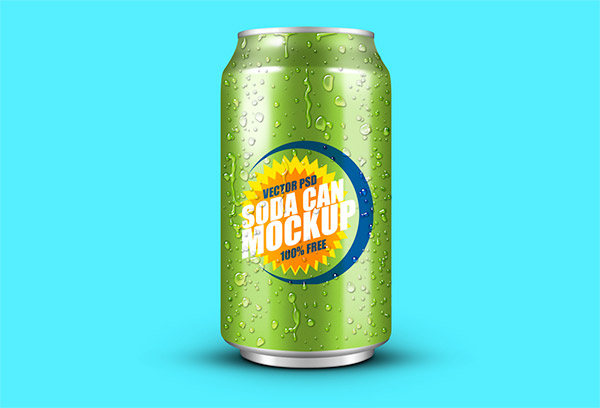 Free Soft Drink Can PSD Mockup
