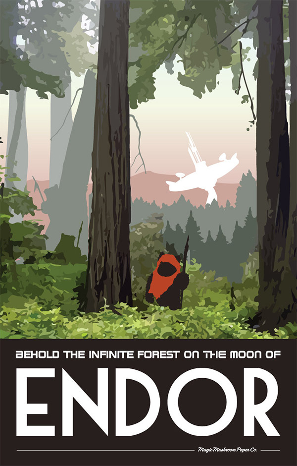 Endor Star Wars Travel Poster by MMPaperCo