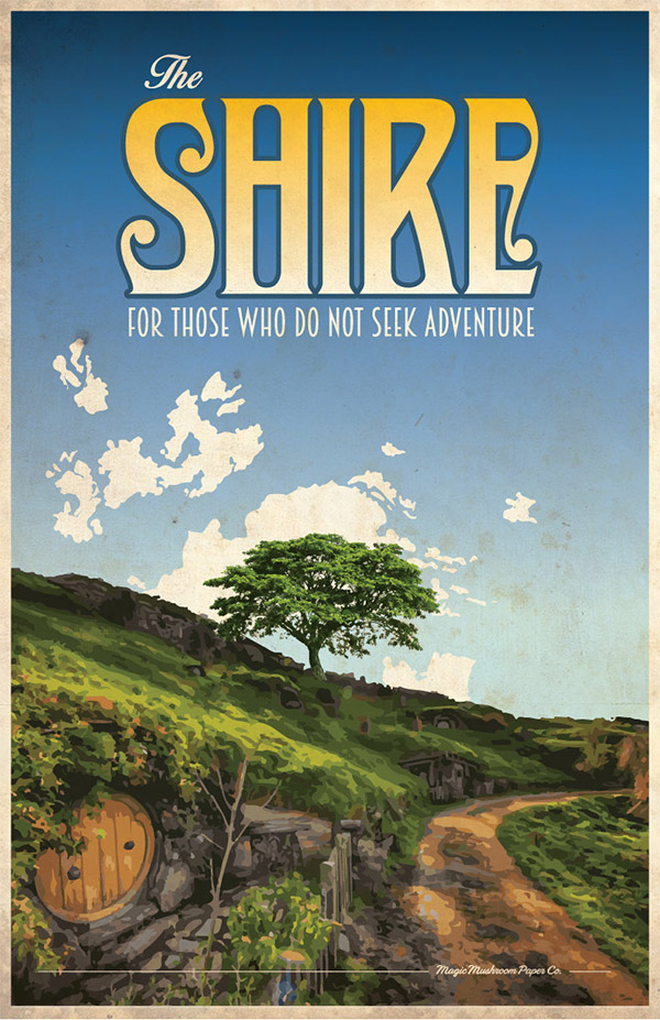The Shire LOTR Travel Poster by MMPaperCo