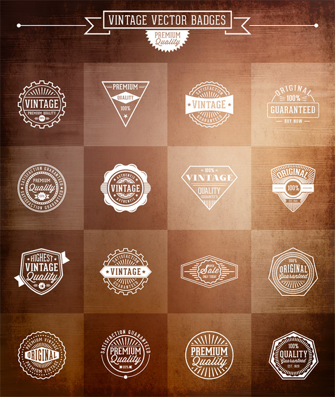 16 Vector Vintage Badges