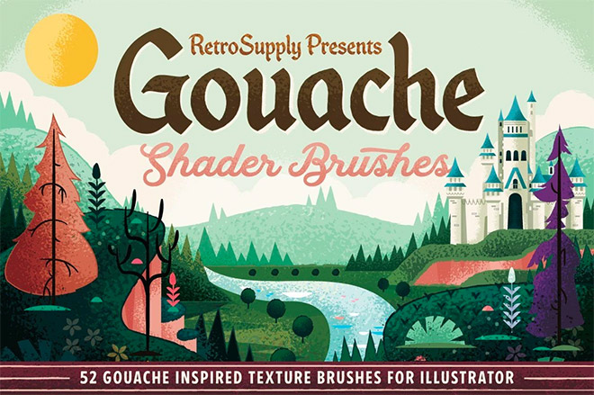 GOUACHE SHADER BRUSHES FOR ADOBE ILLUSTRATOR