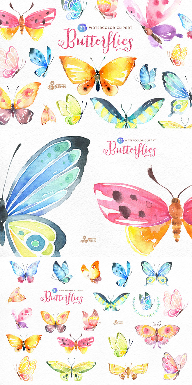 Butterflies Watercolor Set