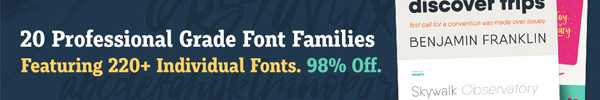 20 Professional Grade Font Families with 220 Fonts for Just $29