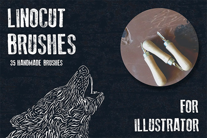 Linocut Brushes for Adobe Illustrator