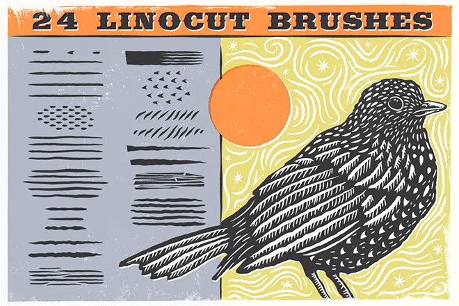 24 Linocut Brushes
