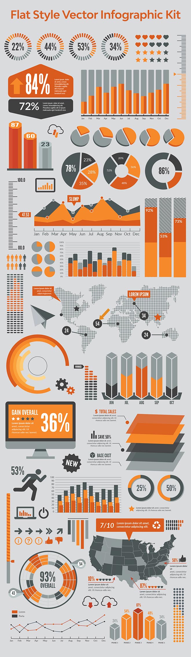 Flat Style Vector Infographic Kit