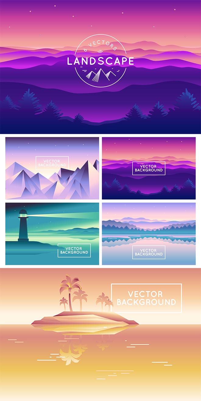 Landscape – 6 Vector Backgrounds