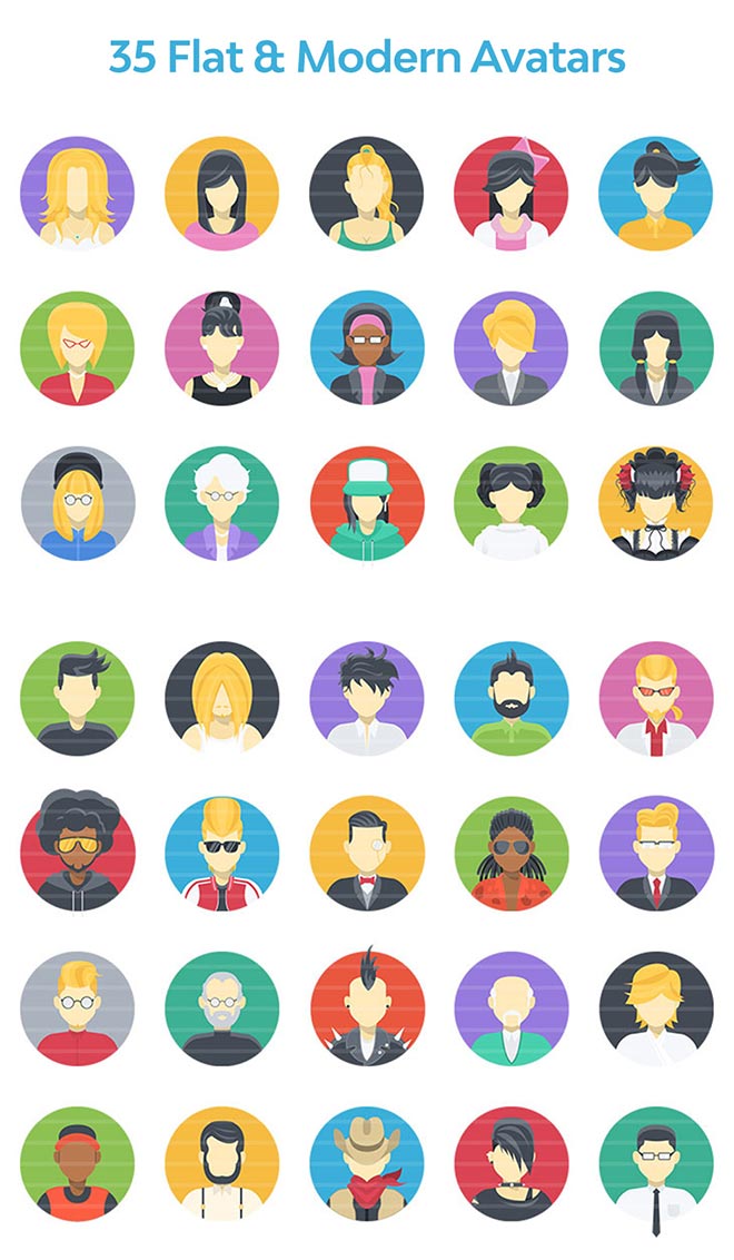 35 Flat & Modern Avatars