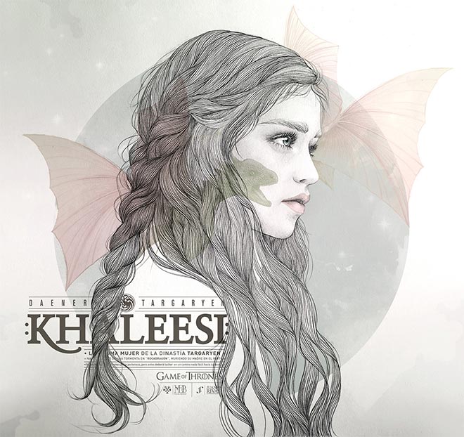 Khaleesi Illustration by Mercedes DeBellard and JuanJo Rivas Del Rio