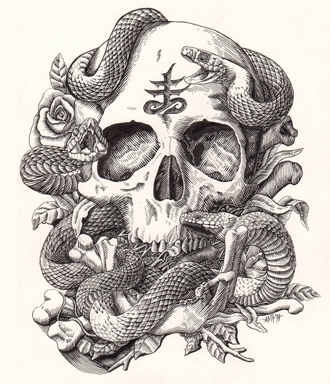 Skull and Snake by Sapip Tenktai