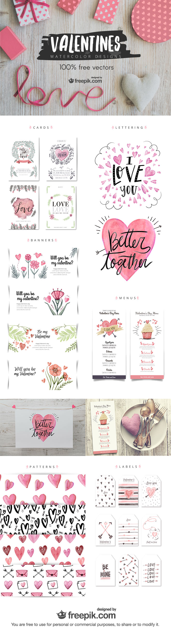 Valentines Watercolor Designs