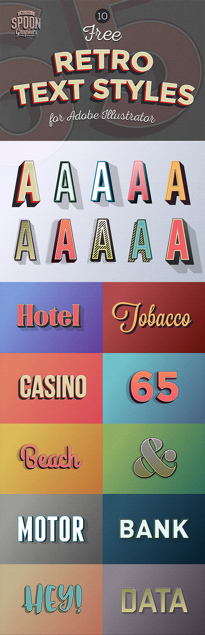 10 Free Retro Text Effect Styles for Adobe Illustrator